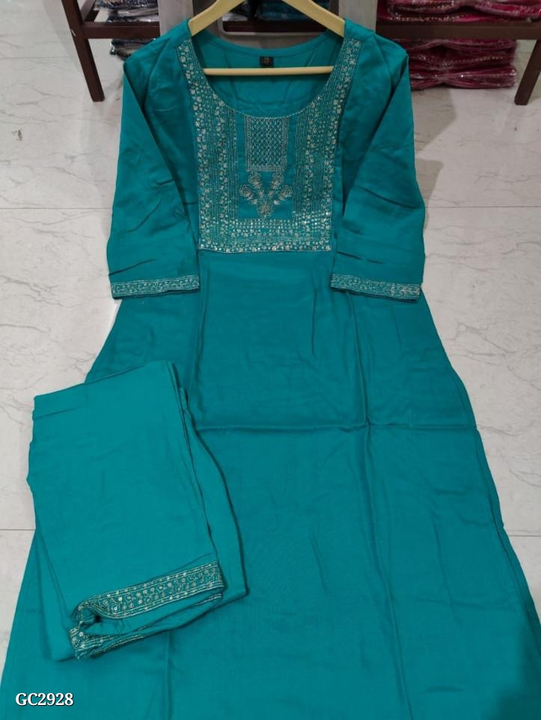 Catalog Name: *Reyon Embroidery kurti with pant 👍**

*Reyon Embroidery kurti with pant uploaded by K COLLECTION on 3/14/2023