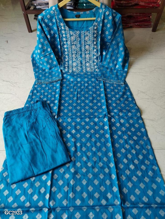 Catalog Name: *Reyon Embroidery kurti with pant 👍**

*Reyon Embroidery kurti with pant uploaded by business on 3/14/2023