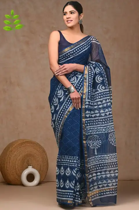 Kota doriya sarees with blouse  uploaded by Ashoka bagru print on 3/14/2023