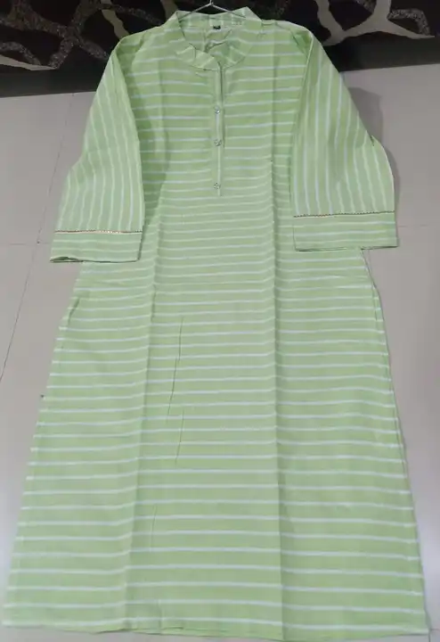 Khadi Cotton Striped Collared Kurti with 3/4th Sleeves uploaded by Devlila on 5/19/2024