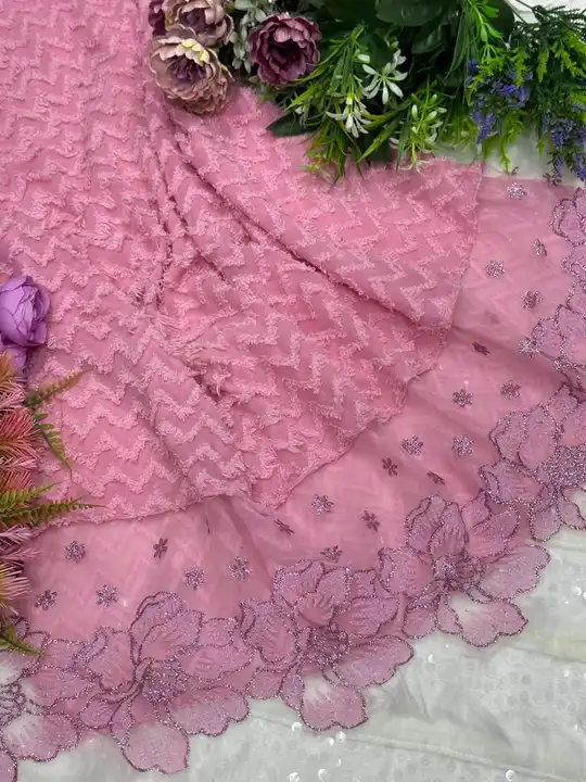 *Chiffon Farr with* 
 *Pallu fancy lace* uploaded by Hijab un nisa on 3/14/2023