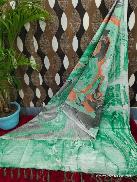 Kota silk marbal print sareee  uploaded by M S handloom  on 3/14/2023