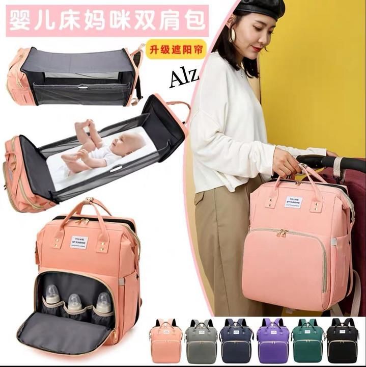 Post image Alz product 

Multifunctional Moms baby bag.

Material :-scratch resistant Oxford fabric.

Size40*30*2 cms 

Water resistance 

Diaper bed bag large capacity backpack 

With usb cable attached 

Rate 1300+$-

Video attached