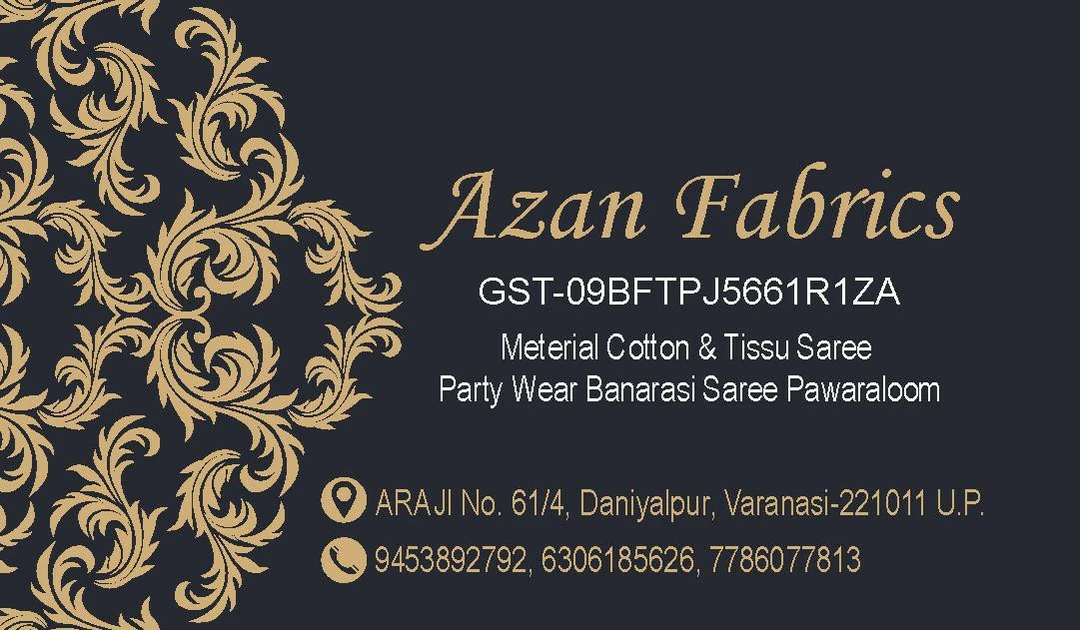 Visiting card store images of Azan febrics