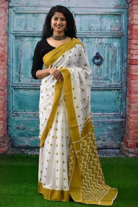 Post image Tiwari hand block printed cotton mulmul saree