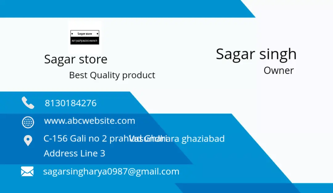 Visiting card store images of Sagar store