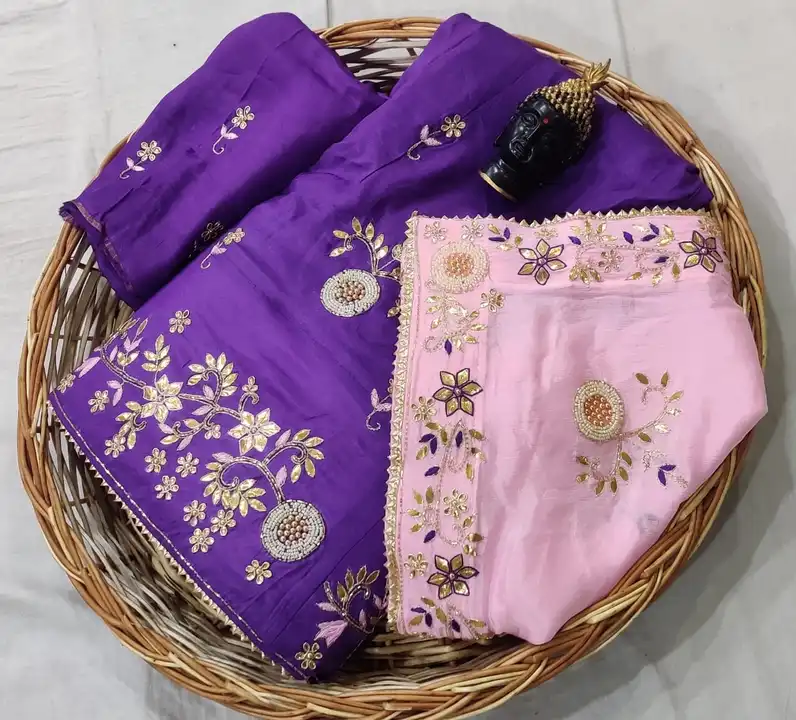 🎉🥳 new launching 🎉🥳
🎉 Organza chit pallu saree 🎉
🎉With beautiful embroidery sequence work 🎉
 uploaded by Gotapatti manufacturer on 3/14/2023