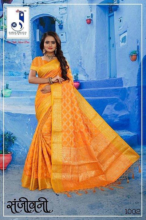 Nylon two ton silk saree with beautiful tussels uploaded by SHREE SWASTIK ENTERPRISE on 7/9/2020