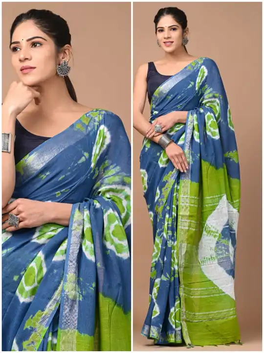 ``` TRENDING COLLECTION🥶🥶``` 


☘️ *NEW COLLECTION OF LINEN SAREE*

☘️ *SAREE LENGTH*:-5.5 METER

 uploaded by Saiba hand block on 3/15/2023