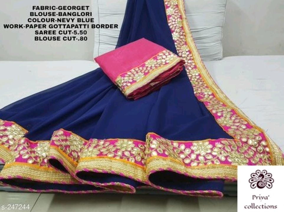Paper Solid Georgette Sarees with Gota Work

 uploaded by business on 2/26/2021