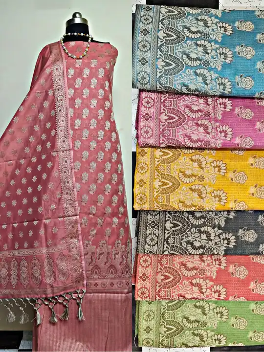 Banarasi silk cotton suits material  uploaded by Zakiya fabrics on 3/15/2023