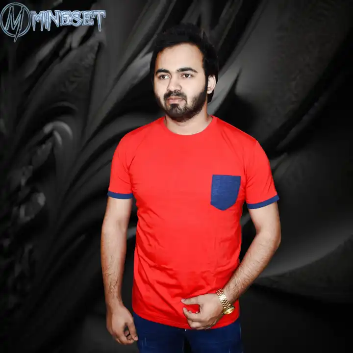 Red Pocket tshirt With Rib on sleeves uploaded by MineSet fashion on 3/15/2023