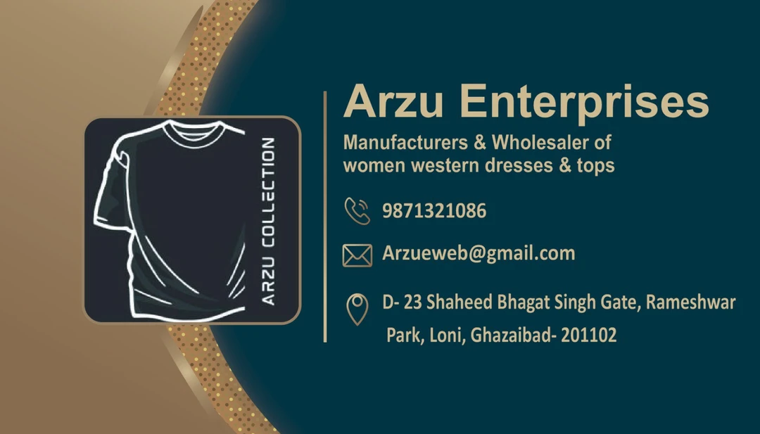 Visiting card store images of Arzu enterprises