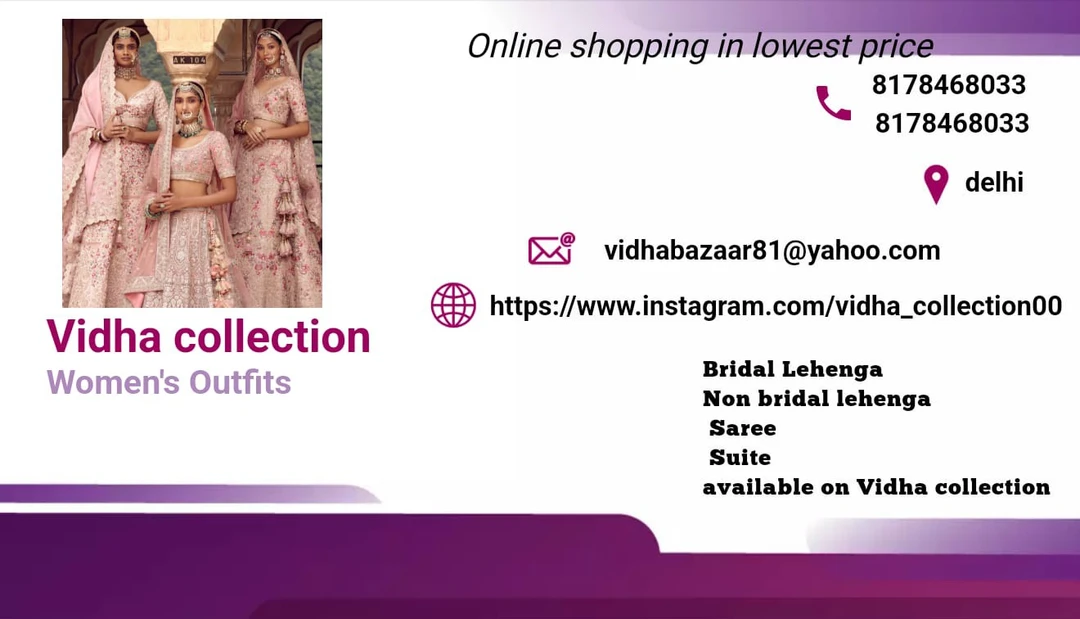 Visiting card store images of Vidha collection