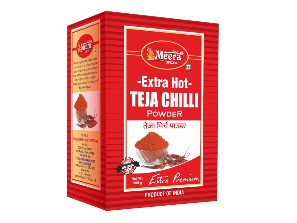 Extra hot Teja chilli powder  uploaded by Prayosha grain and pulses processing on 3/15/2023