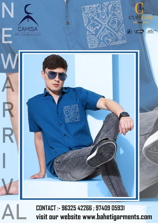 Post image Check out our New Product. 🥳😎

Printed pocket Half sleeve shirt✨

Prefect for summer 🌞🏖️

Contact : 96325 42266;97409 05931.

Visit our website @ www.bahetigarments.com

Shop and Style 😎🥳