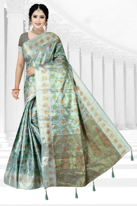Premium Quality Banarsi Pattern Saree with Swarovski Work uploaded by Reena Textile on 3/15/2023