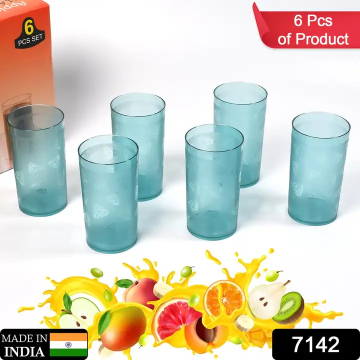 7142 Round Plastic Water Glass Juice Beer Wine Plastic Unbreakable Transparent Glass Set ( 300ml 6pc uploaded by DeoDap on 3/15/2023