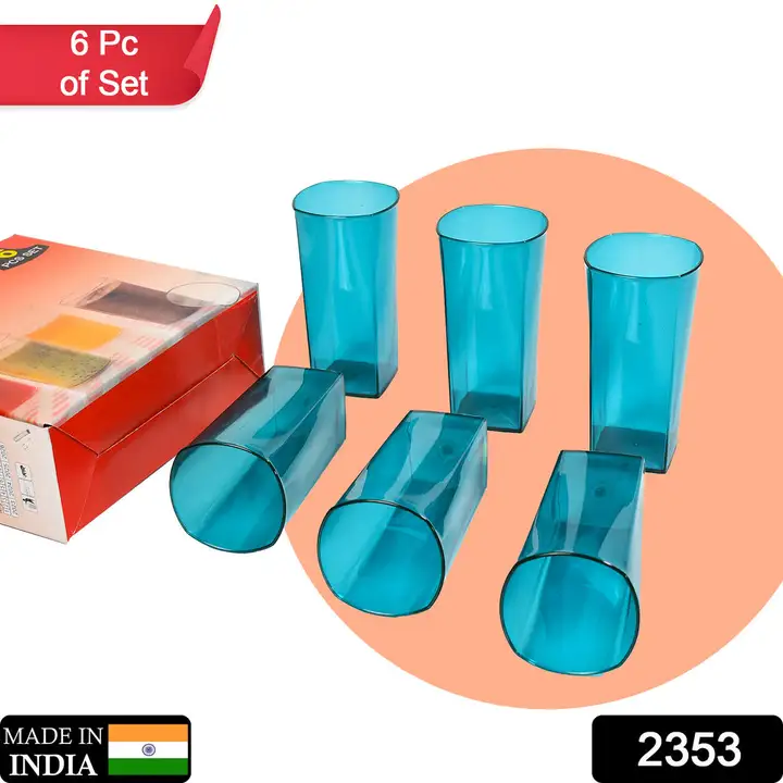 2353 Premium Juice and Water Glasses Set of 6 Transparent, 300ml, Drinking Water Glasses Stylish & C uploaded by DeoDap on 3/15/2023