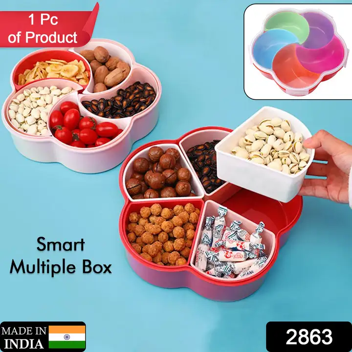 2863 5Compartments Party Food Storage Snack Nuts Box For Peanuts Fruits and Candy Box For Home & Kit uploaded by DeoDap on 3/15/2023
