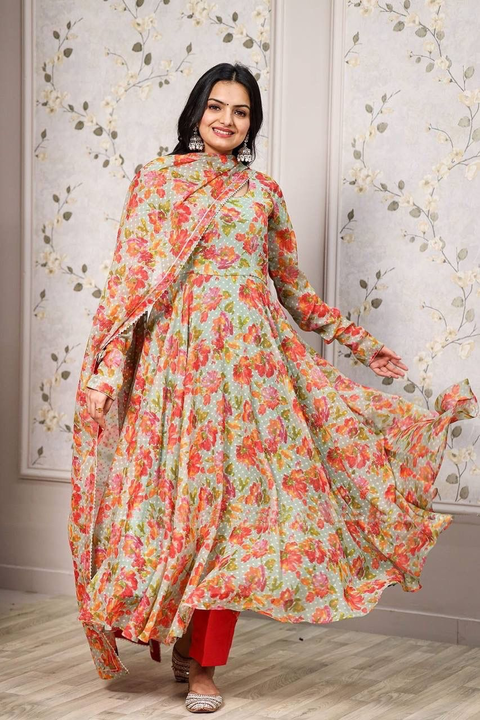 Beautiful Anarkali printed suit  uploaded by Vidha collection on 3/15/2023