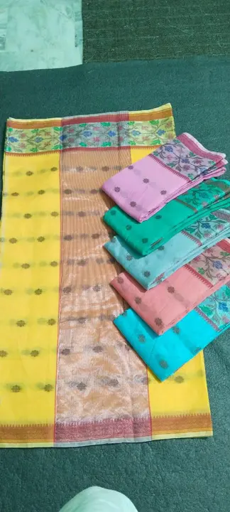 Cotton border buti saree  uploaded by Zakiya fabrics on 3/15/2023