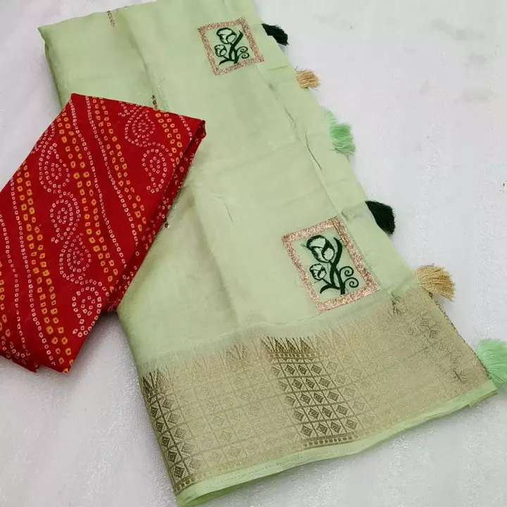 Cotton saree embroidery uploaded by Trupti Creation on 3/15/2023