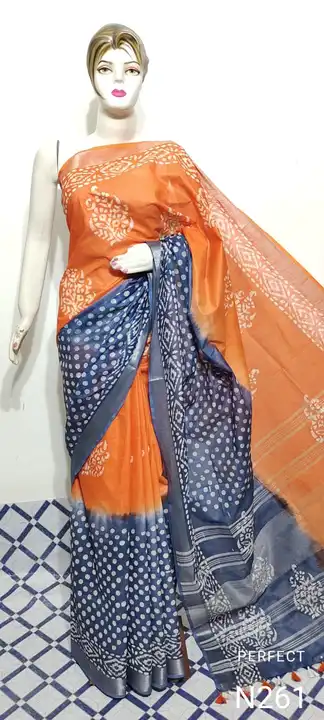 Cotton Salab Sarees With Batique Print.  uploaded by Salman Handloom on 3/16/2023