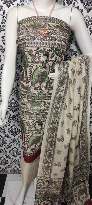 Khadi Cotton Dupian Suits With Madhubani Suits uploaded by Salman Handloom on 3/16/2023