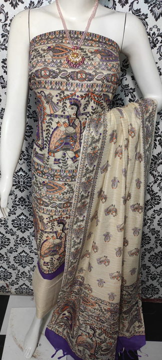 Khadi Cotton Dupian Suits With Madhubani Suits uploaded by Salman Handloom on 3/16/2023