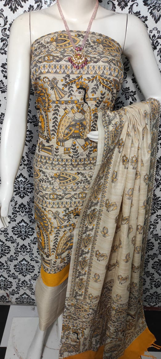 Khadi Cotton Dupian Suits With Madhubani Print uploaded by Salman Handloom on 3/16/2023