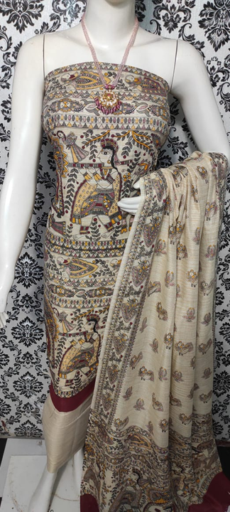 Khadi Cotton Dupian Suits With Madhubani Print uploaded by Salman Handloom on 3/16/2023