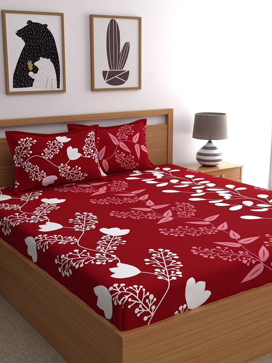 Red Floral Print Double Bedsheet uploaded by Esskay International on 3/16/2023