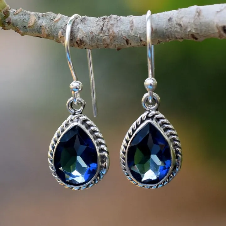 Gemstone studded silver earrings  uploaded by The Flint gems on 3/16/2023