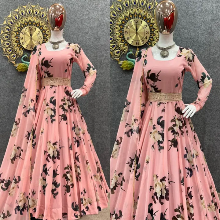 *Presenting New Summer Collaction Anarkali Faux Georgette Gown With Digital Print Reedy To Wear Coll uploaded by A2z collection on 3/16/2023