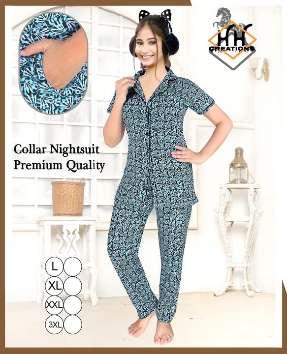 Women's Front Open Collar Night Suit uploaded by H H Creation on 5/2/2024