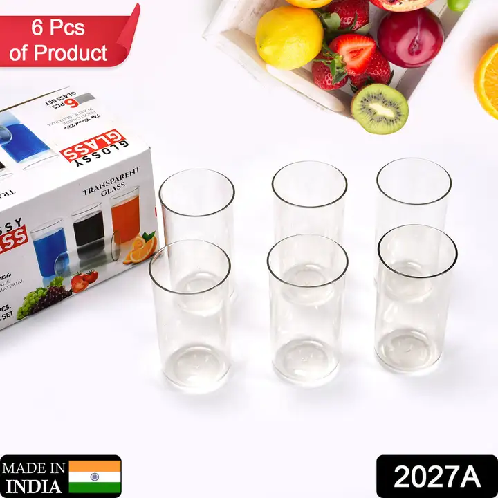 2027A 6 Pcs Large Plastic Glass 300Ml used in all kinds of kitchen and official purposes for drinkin uploaded by DeoDap on 3/16/2023
