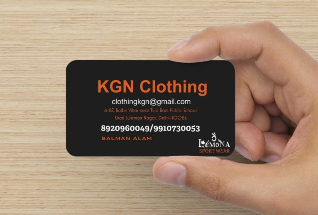 Visiting card store images of KGN Clothing