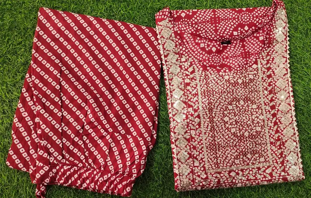 Cotton printed embroidery kurta pant set uploaded by Ach Kurtis on 3/16/2023