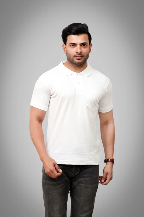 White Polo Cotton T-shirt half sleeves uploaded by Singh Traders on 3/16/2023