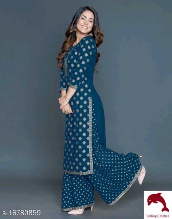 Women  royen  A line  printed long  kruti with  palazzo  uploaded by business on 2/26/2021