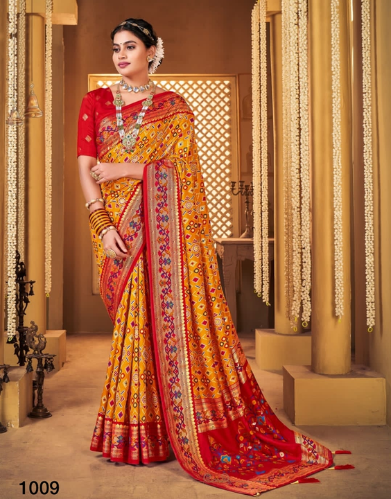 Patola munga crape silk sarees with paithani border uploaded by Miss Lifestyle on 3/16/2023