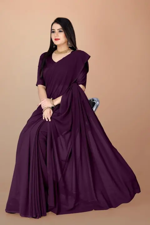 Aria.com Present Plain Georgette Saree  uploaded by business on 3/16/2023