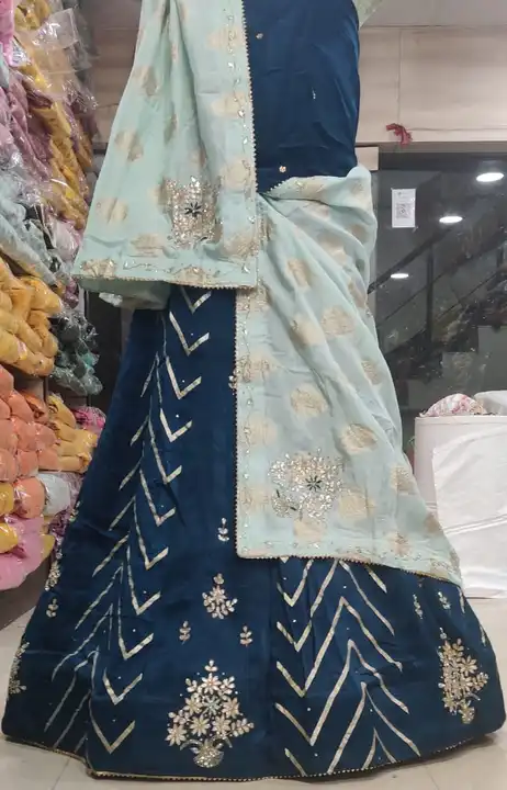 *Beautiful Lehanga 

For This Wedding Season

Designer product

🎉Pure Uppda silk half &half lehnga
 uploaded by Gotapatti manufacturer on 3/16/2023