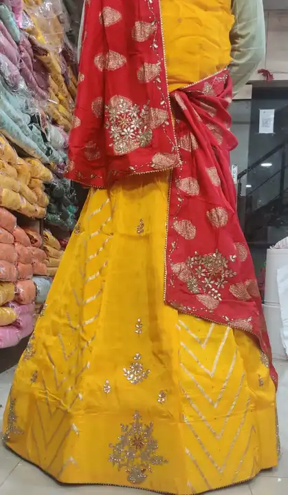 *Beautiful Lehanga 

For This Wedding Season

Designer product

🎉Pure Uppda silk half &half lehnga
 uploaded by Gotapatti manufacturer on 3/16/2023