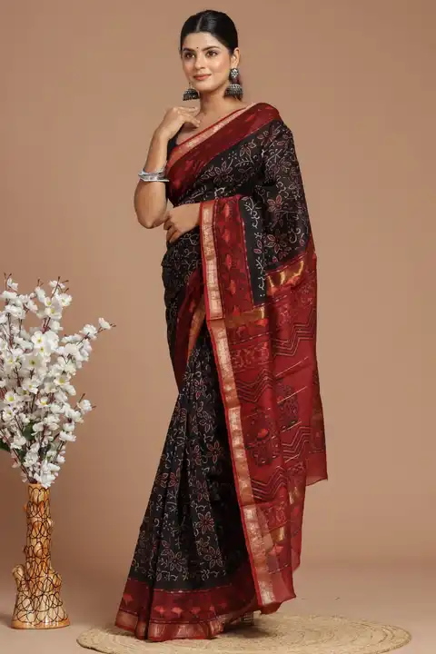 Post image Exclusive new hand block printed Maheshwari silk sarees with blouse 👌👌

Price 1770+ship