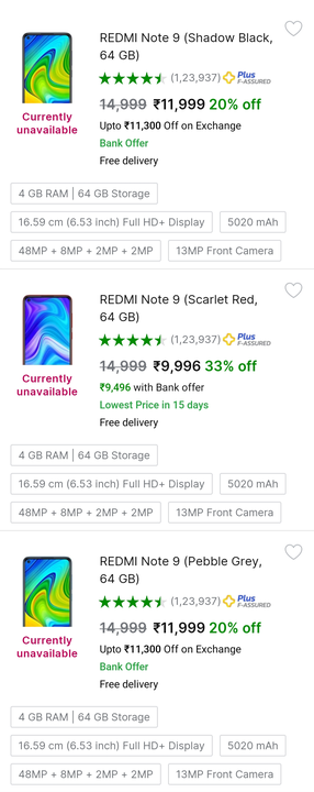 Redmi Note 9 4gb 64gb BRAND NEW SEALED BOX MOBILE WITH 1 YEAR SERVICE CENTER WARRANTY  uploaded by business on 3/17/2023
