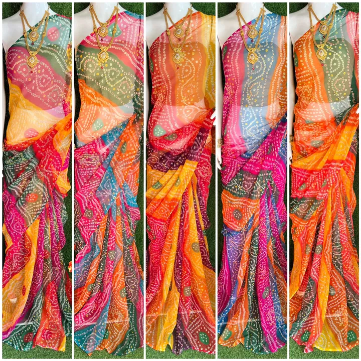 Colorful bandhej print saare uploaded by S R Fashion on 3/17/2023