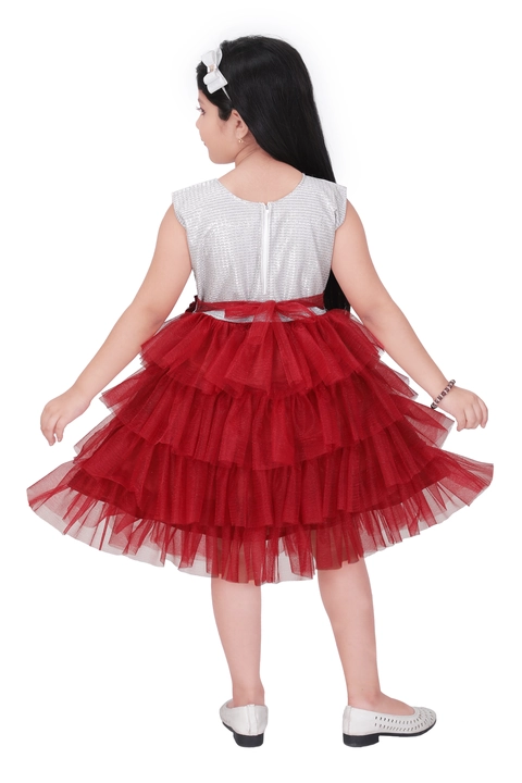 Red&white netfrock 3part.. uploaded by PORILIKA TRENDS on 3/17/2023