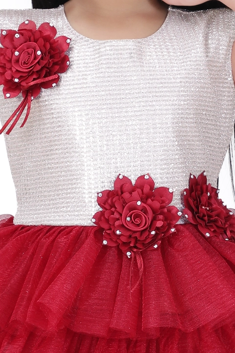 Red&white netfrock 3part.. uploaded by PORILIKA TRENDS on 3/17/2023